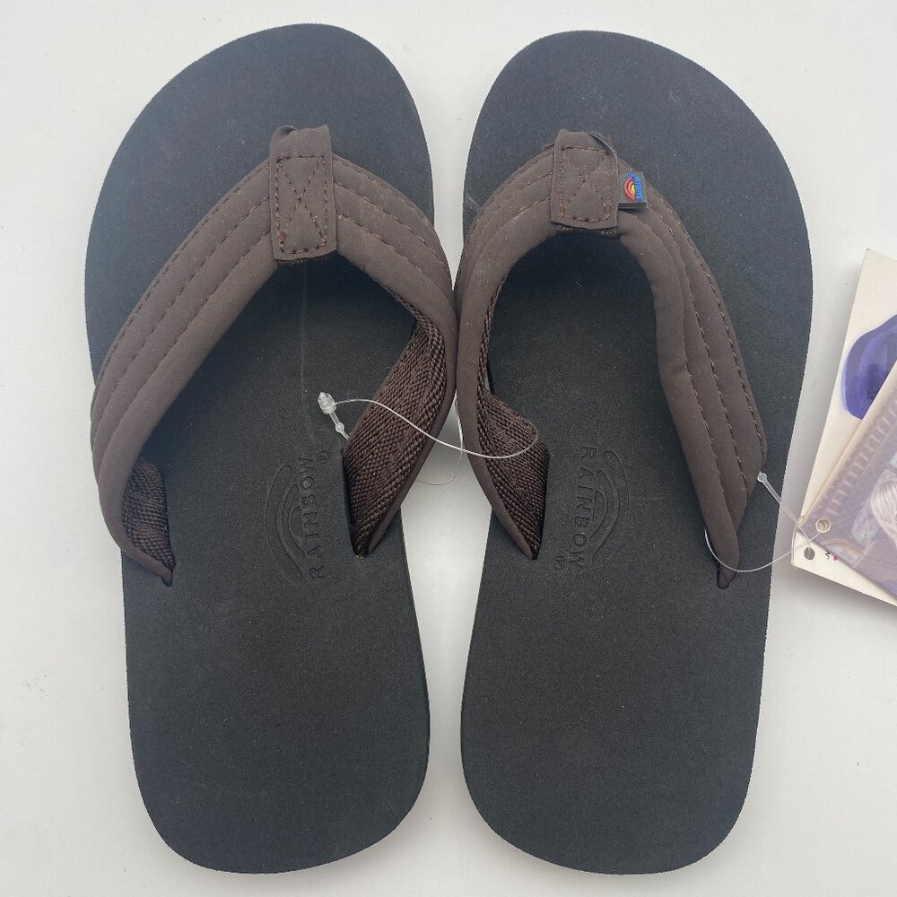 **NEW** RAINBOW FLIP FLOP BLACK/BROWN #101ST US KIDS SIZE 13/1 AND 3/4